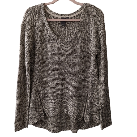 𝅺quinn Scoop Neck Grey Pullover Zipper Accent Sweater size large - Picture 1 of 6